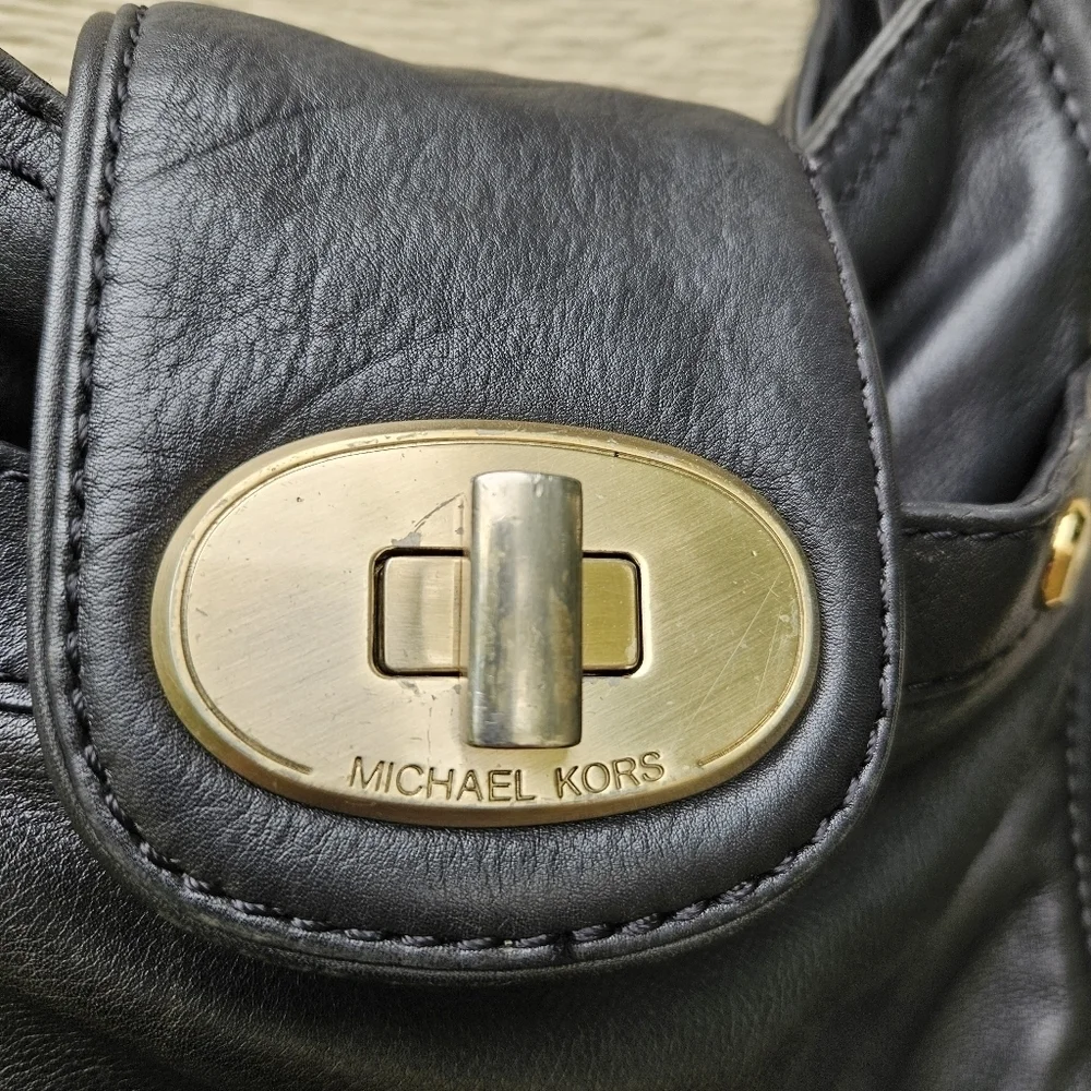 Michael Kors black leather hobo bag
